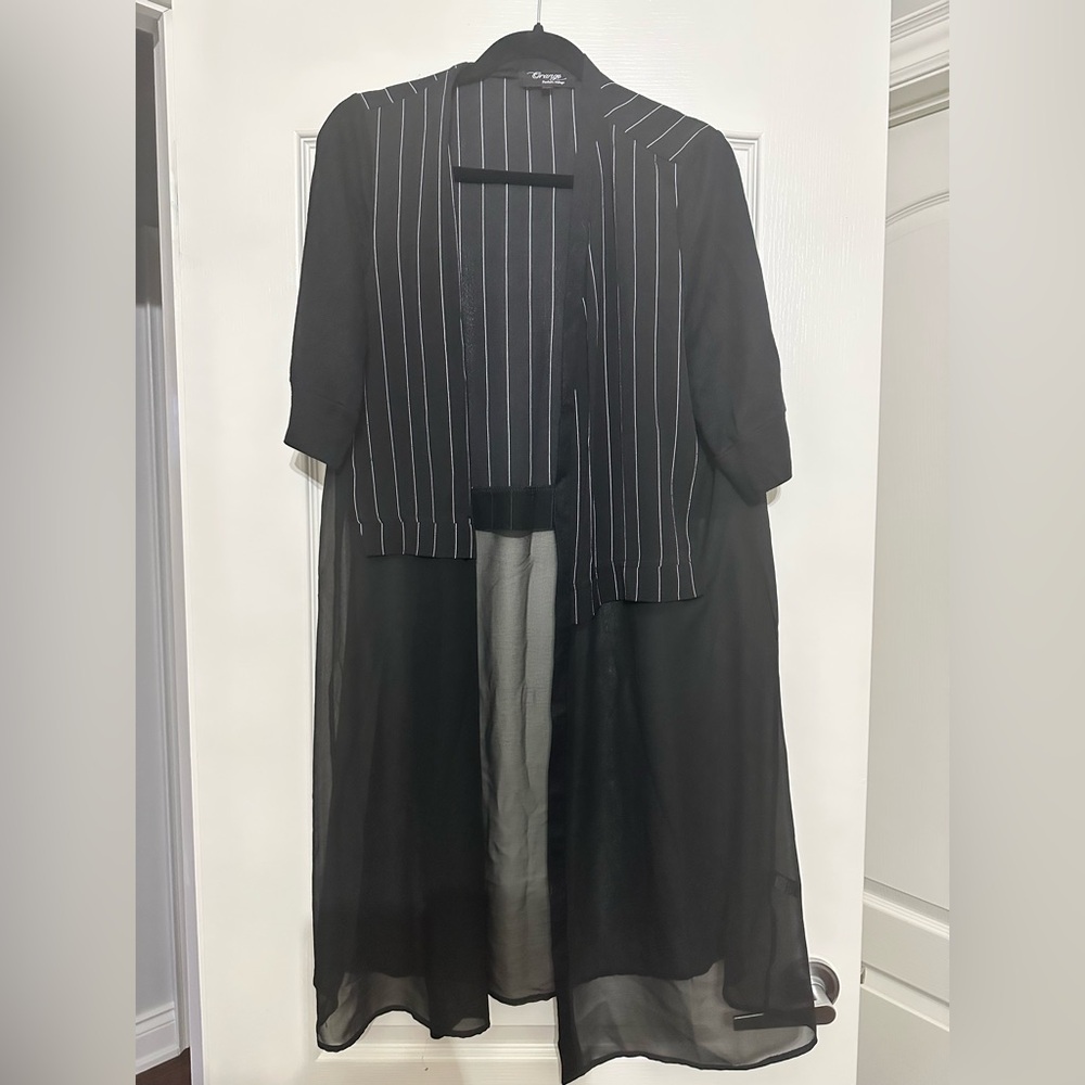 Orage Black and White Striped Sheer Jacket